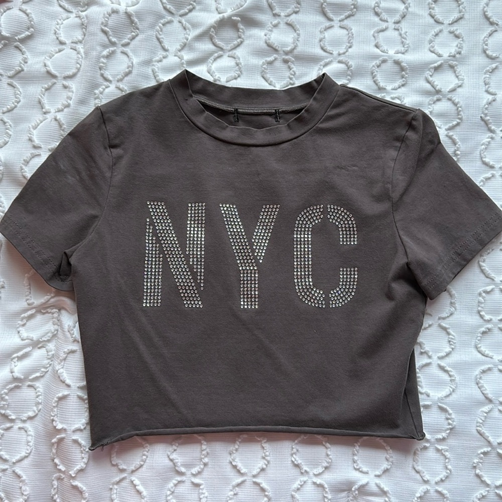 NYC rhinestone Y2K top